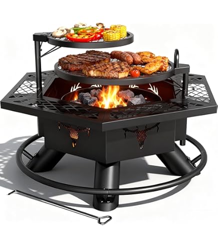 Amazon.com : Panovue 47 Inch Fire Pit with 2 Cooking Grates