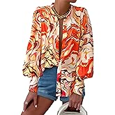 KIRUNDO Boho Tops for Women Blouses Dressy Casual 2025 Summer Fall Long Sleeve Floral Button Down Shirts Date Outfits
