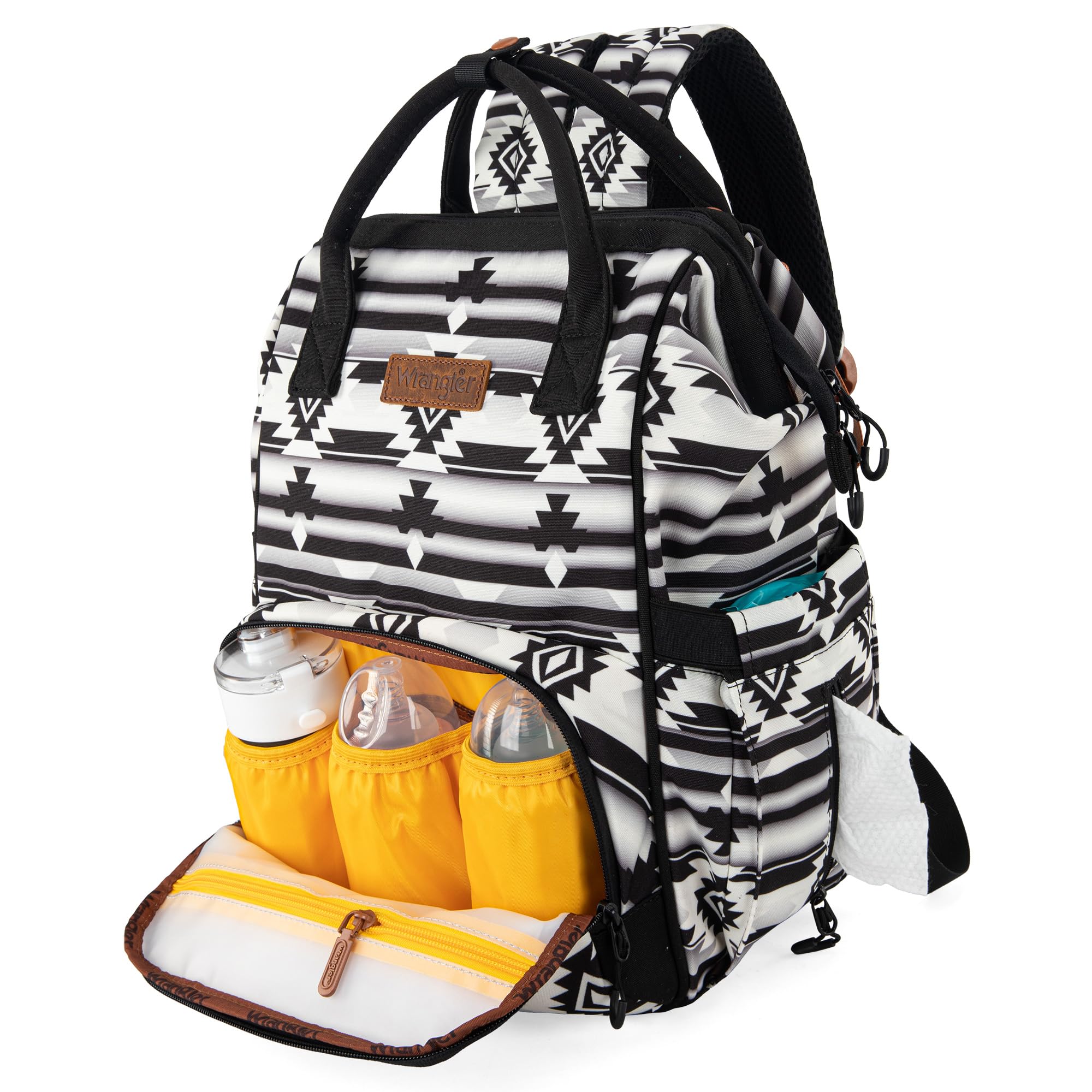 Montana West Wrangler Callie Diaper Bag Backpack with Stroller Straps Multifunction Baby Travel Bag WG2204-9110BK