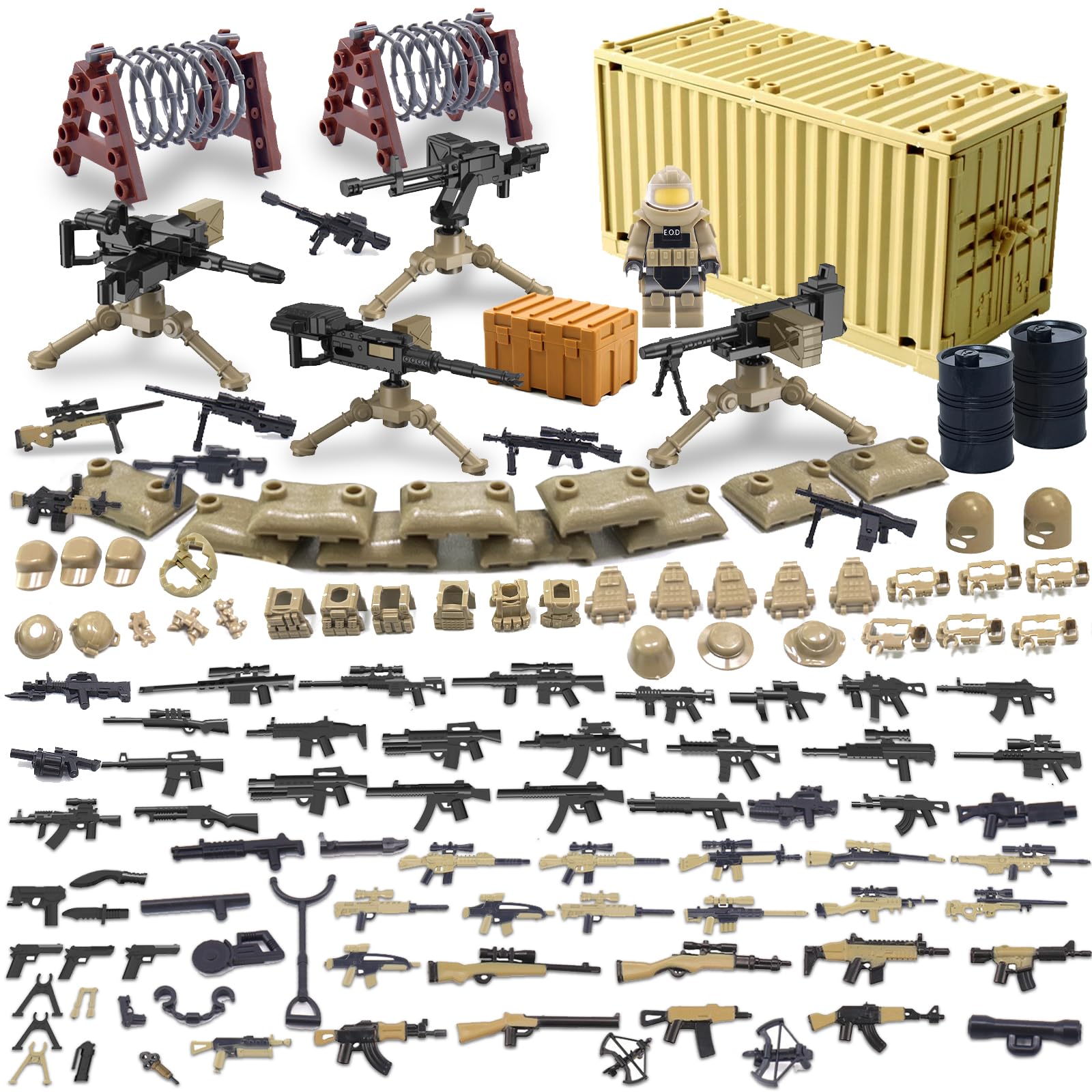 Felicify Military Weapons Set, 129pcs WW2 Weapons Set, Army Minifigures, Military Brickarms, Modern Military Toy Set, Guns Weapon Pack, Swat Pieces and Parts Accessories