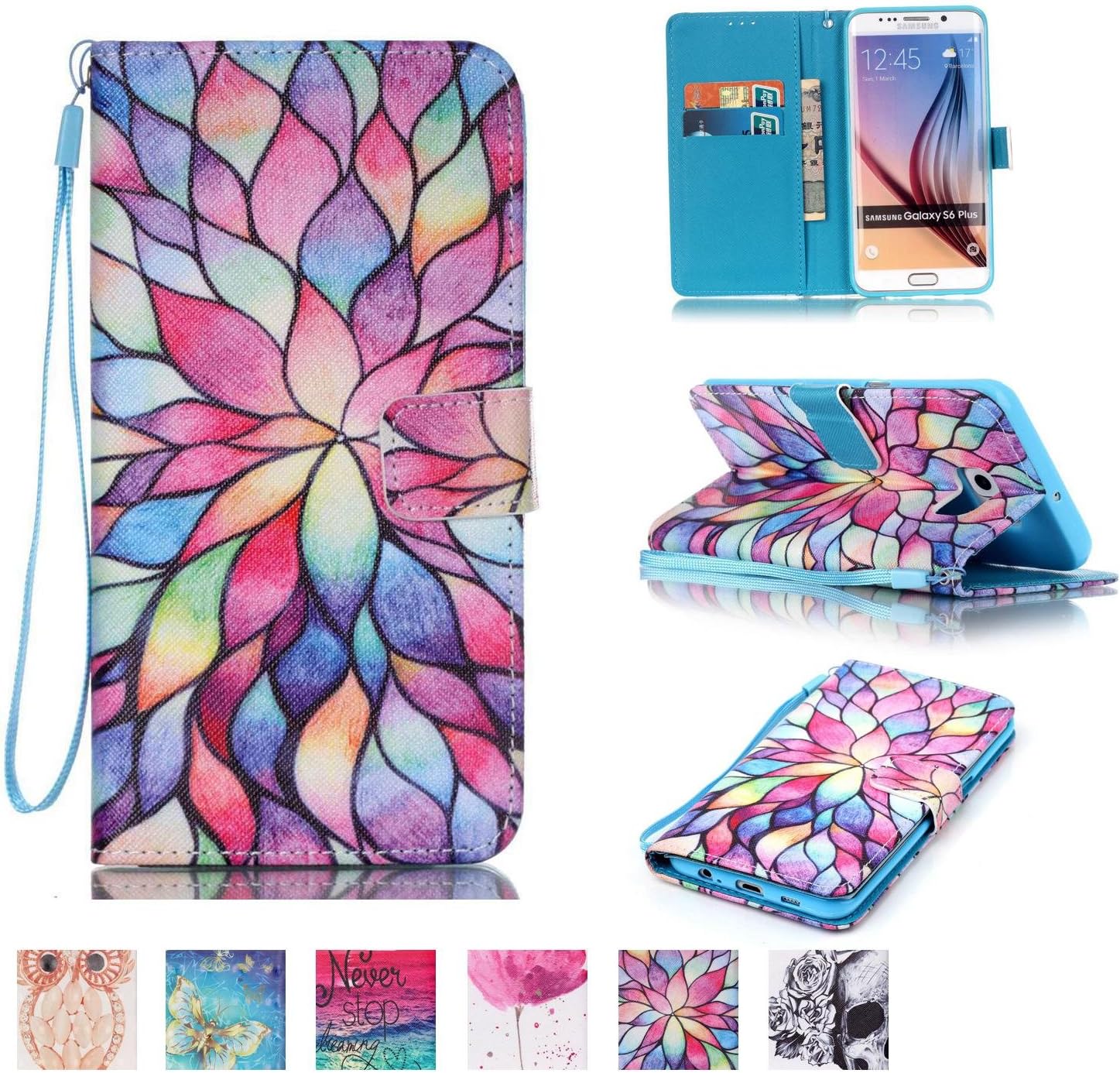 Galaxy S6 Edge Plus Case, Firefish [Kickstand] Flip Folio Wallet Cover Anti-Scratches Protective Shell with Cards Slots Magnetic Closure for Samsung Galaxy S6 Edge Plus
