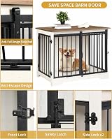 Hzuaneri Dog Crate Furniture 81 cm Double Door Barn Door Anti-Chew White Brown view 5
