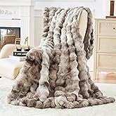 Bigacogo Faux Fur Throw Blanket for Couch, Fuzzy Soft Plush Thick Warm Bubble Blankets for Sofa Bed Living Room Décor, Cute Luxury Cozy Fluffy Throw Gift for Women Girls, 50"x60", Tie-dye Brown