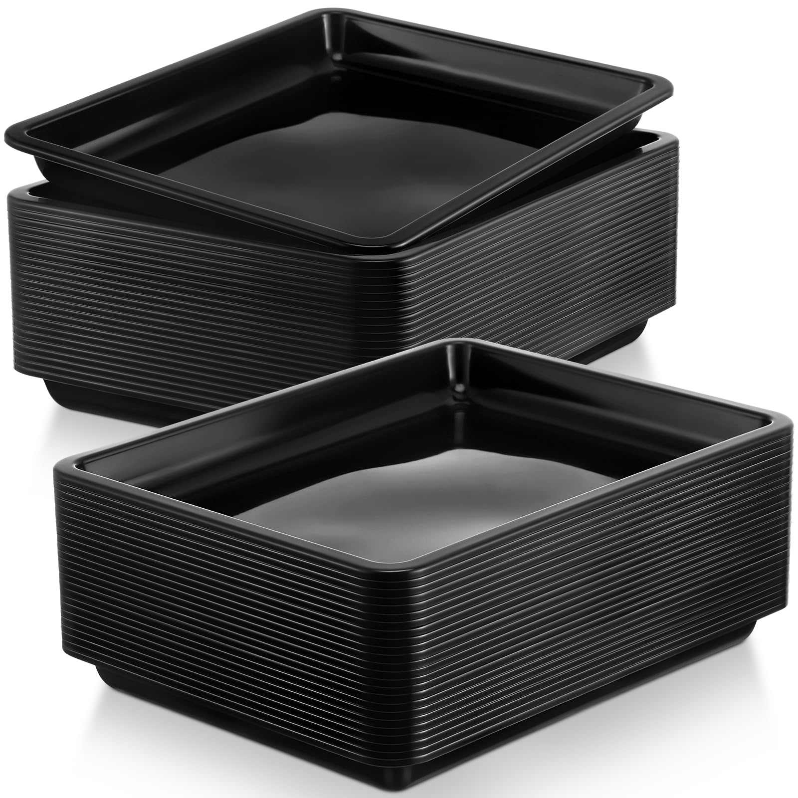 Photo 1 of Maitys 24 Pcs Plastic Art Trays 11 x 8.7 x 1 Inch Activity Craft Tray Organizer Serving Tray Stackable Storage Sand Trays for School Painting Beads Crafts DIY Projects(Black)