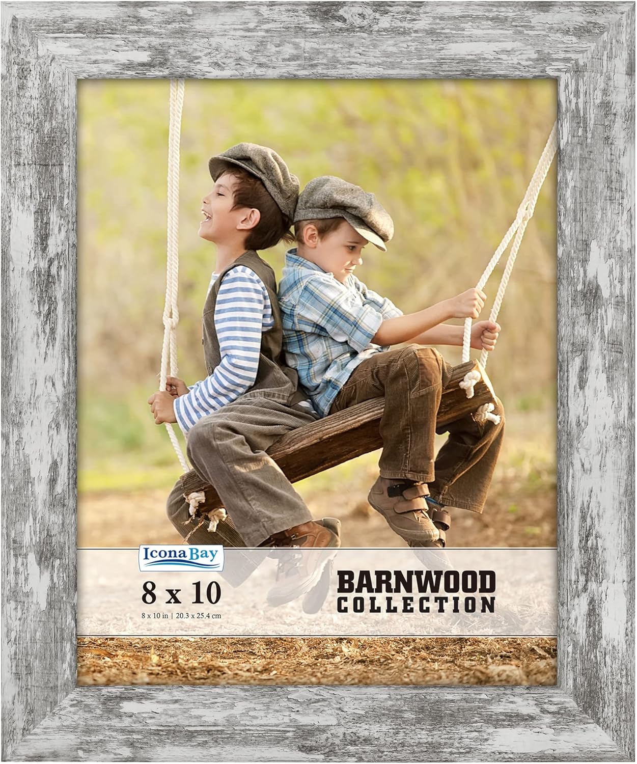 Photo Albums, Frames & Accessories - Icona Bay 8x10 Pony Gray Picture Frame, Country Rustic Style 8 x 10 Photo Frame, Table Top or Wall Mount, Barnwood Collection