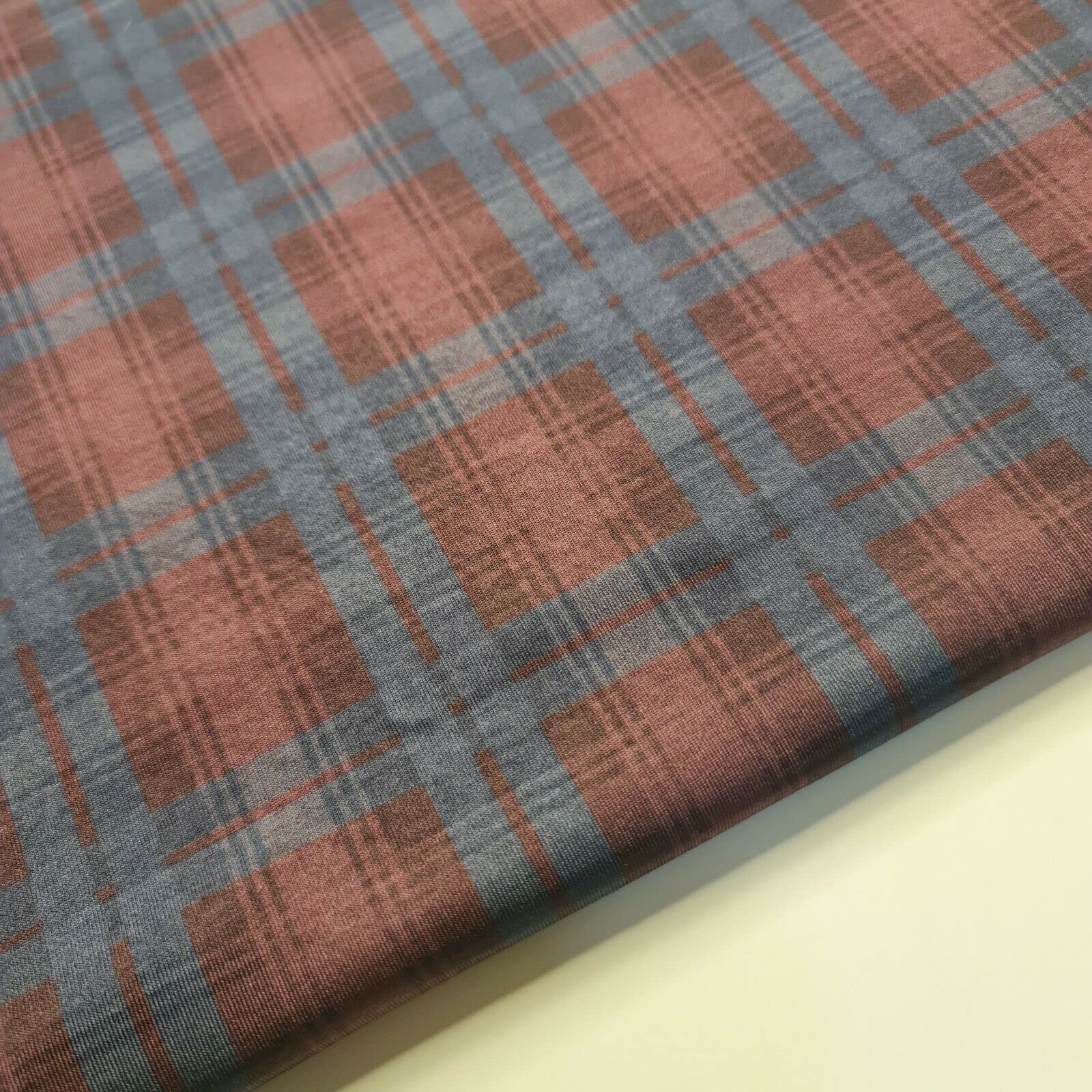 Plain/Printed ITY Spandex Jersey Elastane Stretch Dress Leggings Fabric 58" - 150cm Wide Sold As 1 Meter Pre - Cut Lengths (Plum Tartan)