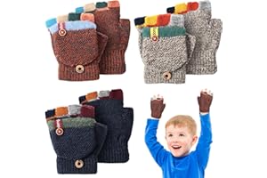 Handepo 3 Pair Kids Winter Gloves Infant Gloves 2t Toddler Convertible Warm Flip Top Baby Clothes for Kids 2-6 Years