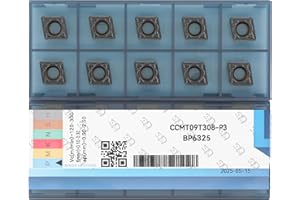 CDBP CNC Carbide Inserts CCMT32.52 ccmt09t308 for Lathe Turning Tool, Tin Coated Lathe Replacement Cutters with Semi-Finishing Chipbreaker, 10 Pcs