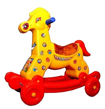 TOYMANIA Amazing 2 in 1 Rocker/Ride-ON Horse Rider Toy for Kids. | with 2 in 1 Functions and Strong Build Quality. | Weight Supported- Upto 25 KG. (Yellow Color)