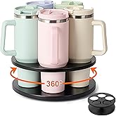 MyLifeUNIT Tumbler Organizer, 360° Rotating Water Bottle Organizer for Stanley Cups 40oz/30oz/20oz, Wooden Stanley Cup Holder for Cabinet Storage (Black)