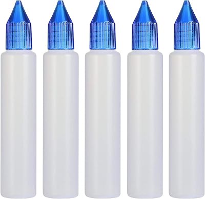 Wizard Vapes 30ml Unicorn Bottle Dropper Set of 5 Blue Caps LDPE