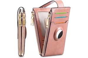FALAN MULE Womens AirTag Wallet Genuine Leahter Bifold Credit Card Holder with Built-in Integrated Case for AirTag