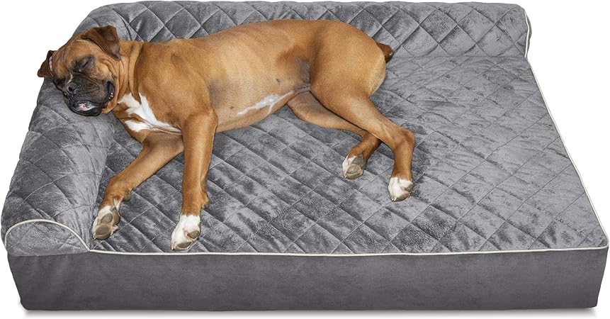 furhaven quilted faux fur & velvet goliath chaise dog bed