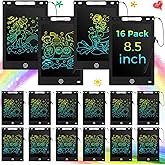 Epakh 16 PCS LCD Writing Tablet for Kids - 8.5 Inch Reusable Writing Board Drawing Doodle Pad Gift for Girl & Boy, Toddlers, Back to School, Birthday Party Favors(Black)