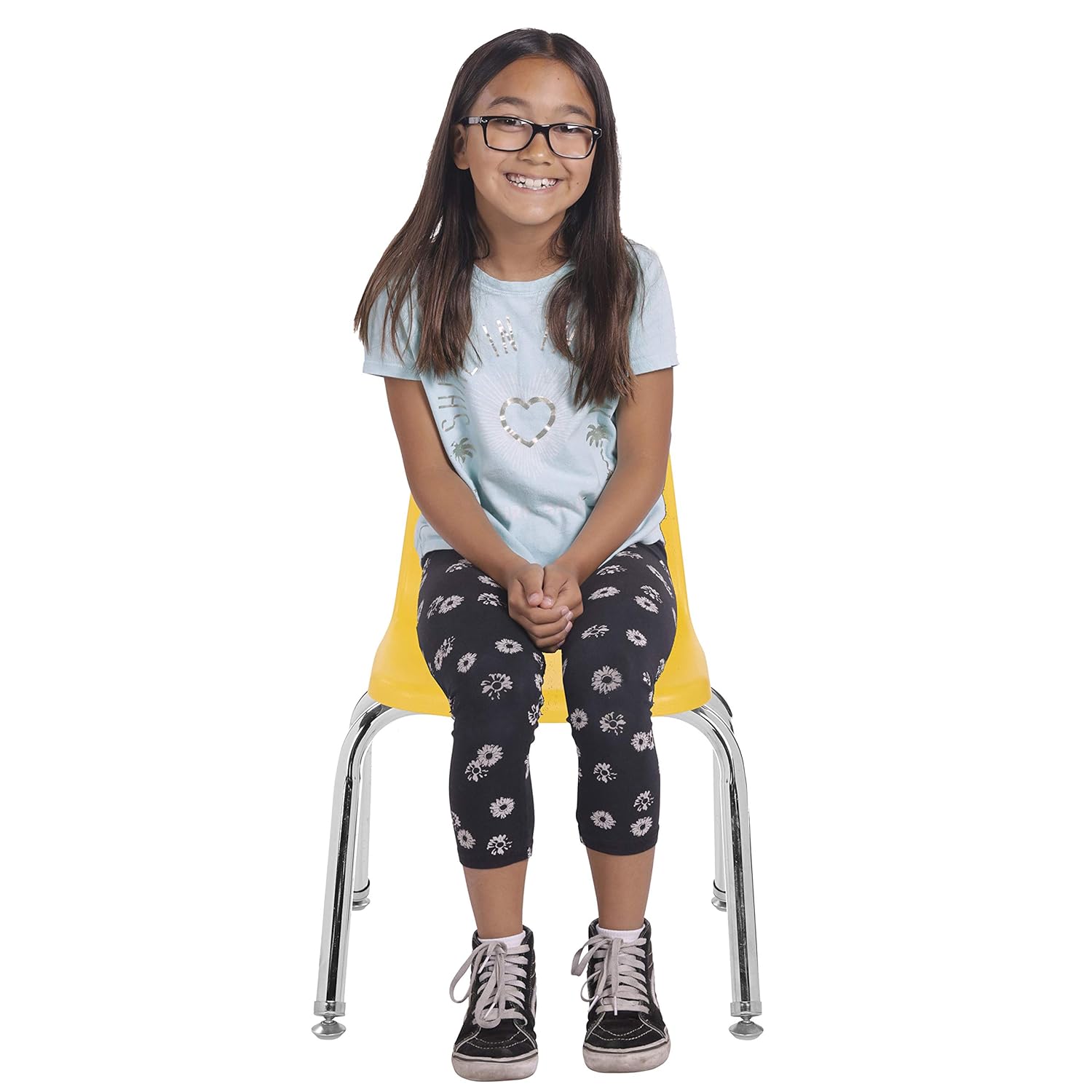 FDP 12" School Stack Chair, Stacking Student Seat with Chromed Steel Legs and Nylon Swivel Glides; for in-Home Learning or Classroom - Assorted Colors (6-Pack): Industrial & Scientific