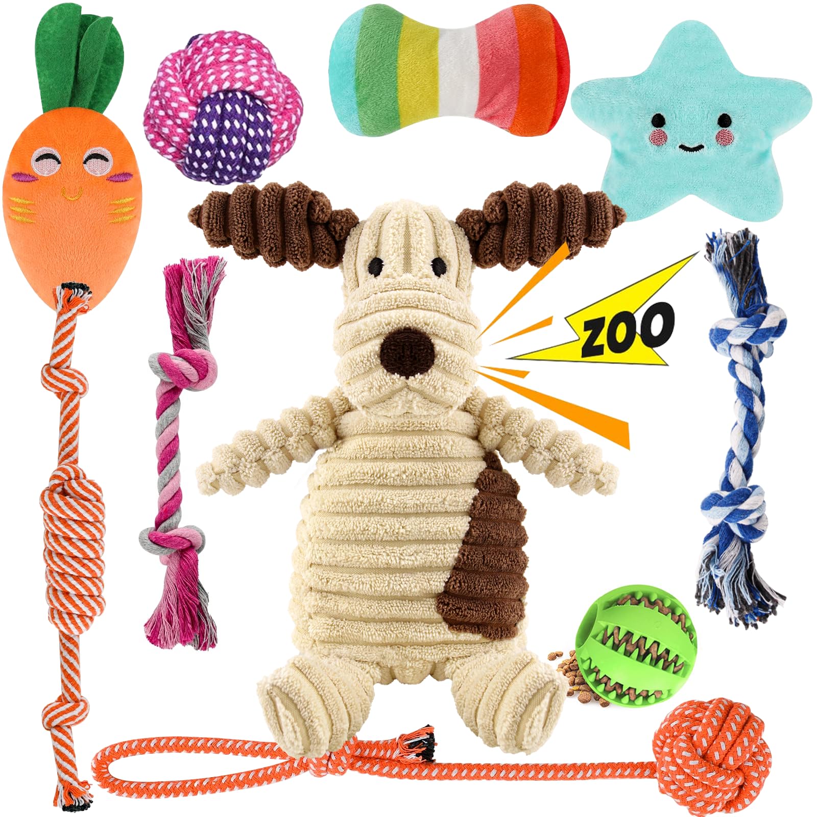 Kapetgo 10 Pack Dog Toys Puppy Toys from 8 Weeks Small Dog Interactive Rope Toys Indestructible Tough Puppy Chew Toys