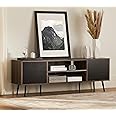 WAMPAT Mid Century Modern TV Stand for TVs up to 65 inches, Wood TV Console Media Cabinet with Storage, Entertainment Center for Living Room Bedroom, Black, 60 inch