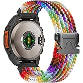 Laband QuickFit 26mm Stretchy Braided Compatible with Garmin Fenix 8 51mm Watch Band/7X/7X Pro/6X Pro/6X/5X/5X Plus/3/2X, Parachute Buckle Elastic Nylon Strap for Instinct 2X/Enduro 3/Descent MK1