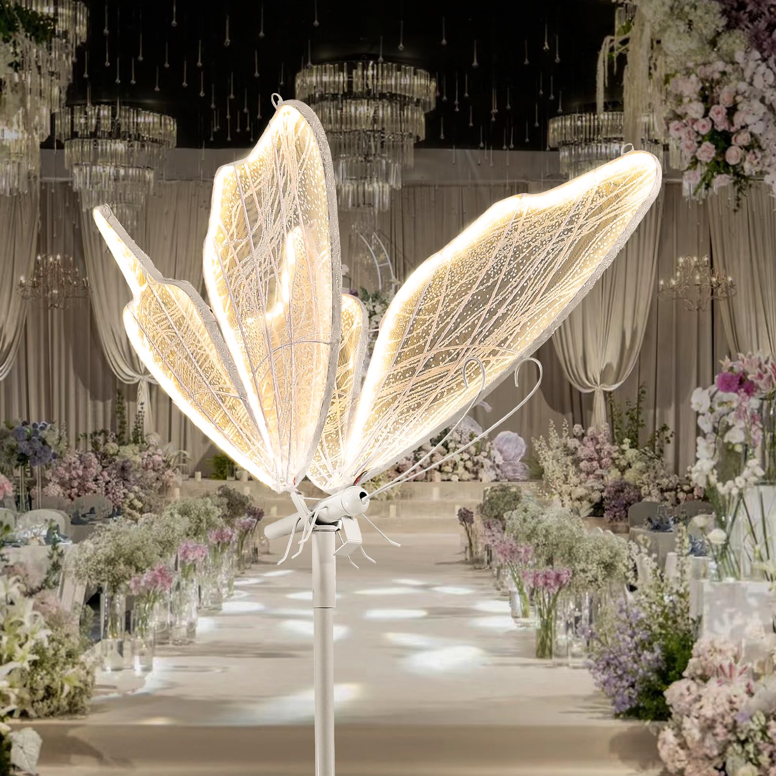 Photo 1 of VoyageEase 3-Color Butterfly Floor Lamp - Adjustable Wedding/Home LED Lighting, Ceiling Hanging & Standing Dual Use Decorative Lamp, 1 Pack 60cm(23.6") Elegant Butterfly Shape Floor Light