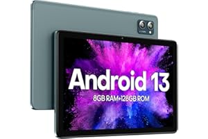 AISLPC Android 13 Tablet 10.1 Inch, 8GB RAM 128GB ROM WiFi Tablets, HD IPS Touchscreen, Dual Camera & Bluetooth5.0, 6800mAh Battery, Lake Blue