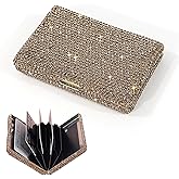 BlingSHD Business Card Case, Aluminum Purse, Credit Card Organizer, Rhinestone Decor, Gold, Unisex-Adults, Slim, Compact