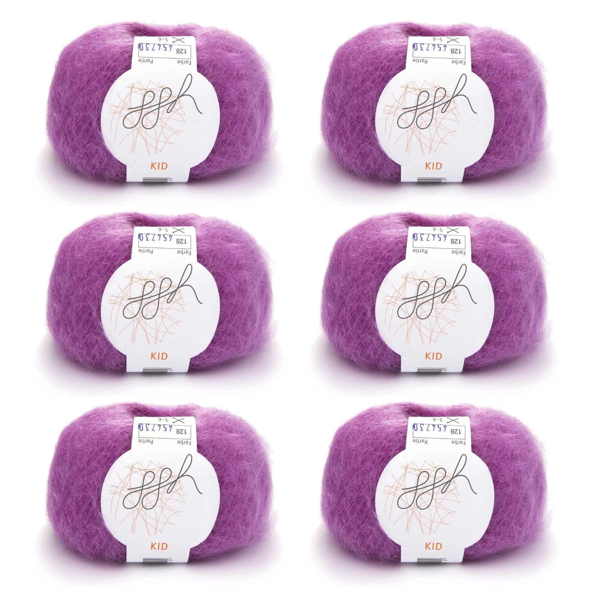 ggh Kid Box - 6 balls of knitting wool made of Kid Mohair, colour 128, cyclame