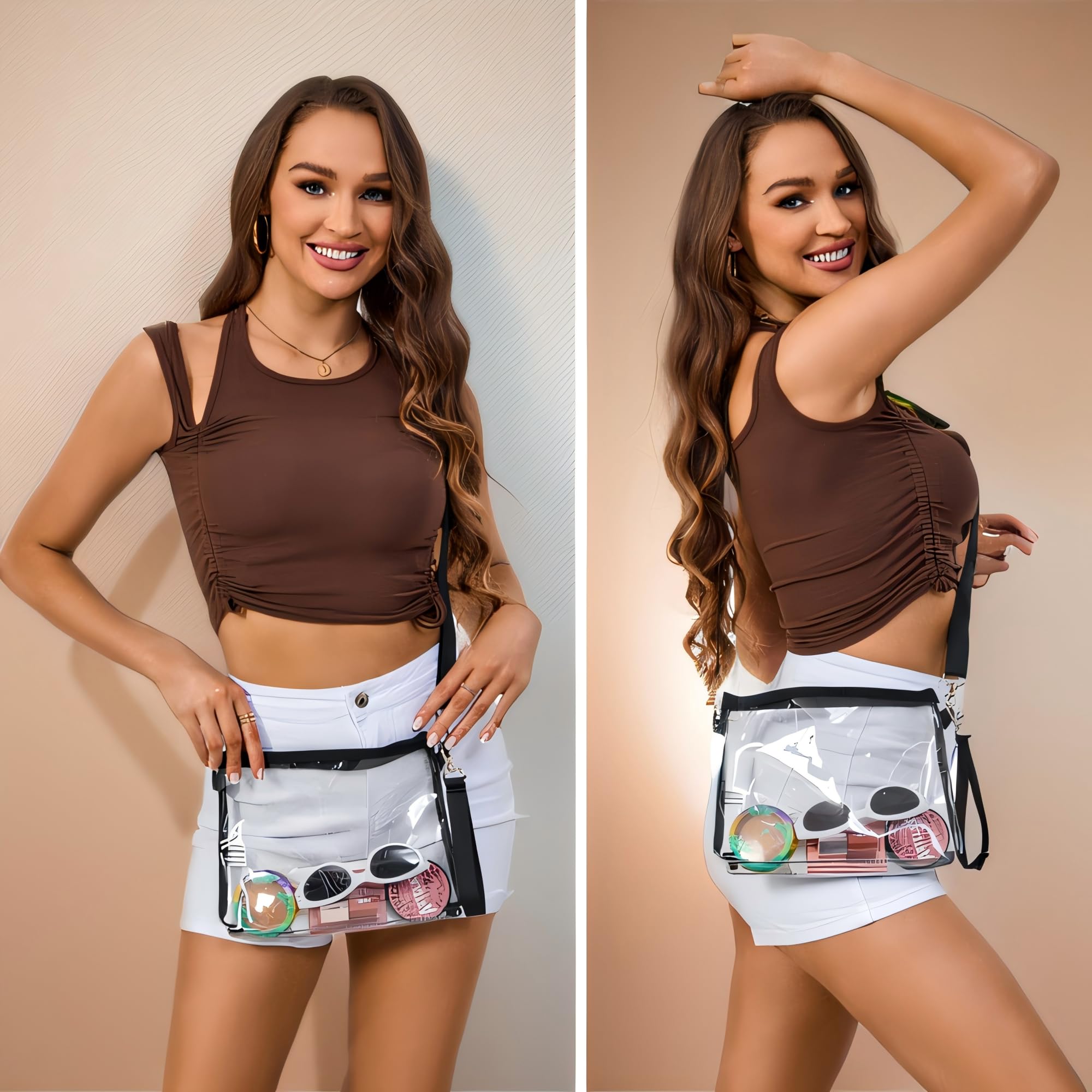Bagenius Clear Purse Stadium Approved Clear Bag with Removable Straps for Work Sporting Events and Concert