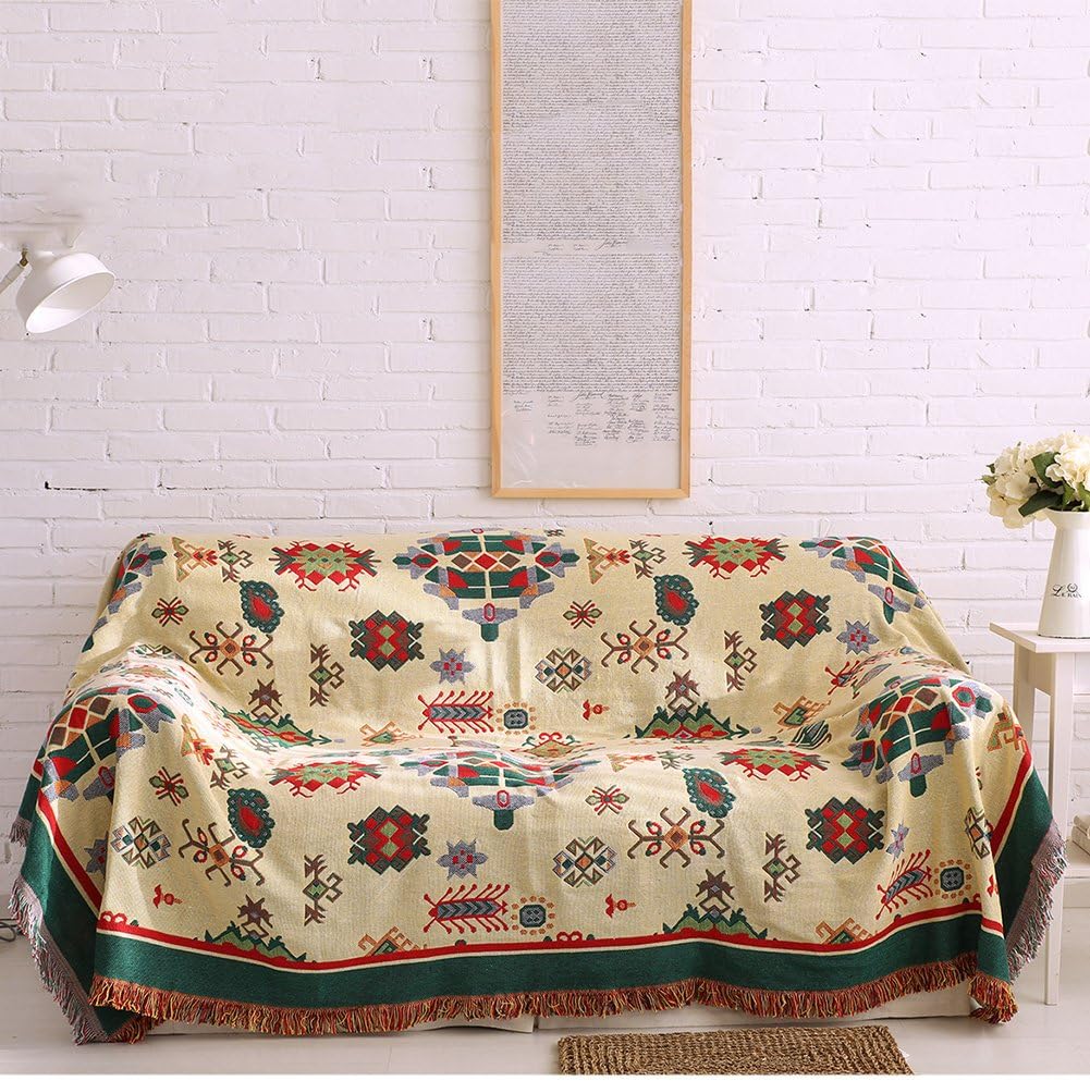 Amazon Com Maxwow Bohemian Sofa Blanket For Pets Sofa Throw 1 Piece Decorative Knitted Cotton Couch Sofa Cover Protector B 91108in Furniture Decor