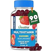 Lifeable Sugar Free Multivitamin Gummies | with Iron Vitamin A, C, D, E, Niacin, B6, Folate, B12, Biotin, Pantothenic Acid, Zinc | Great Tasting Adult Multivitamin Gummy | 90 Gummies