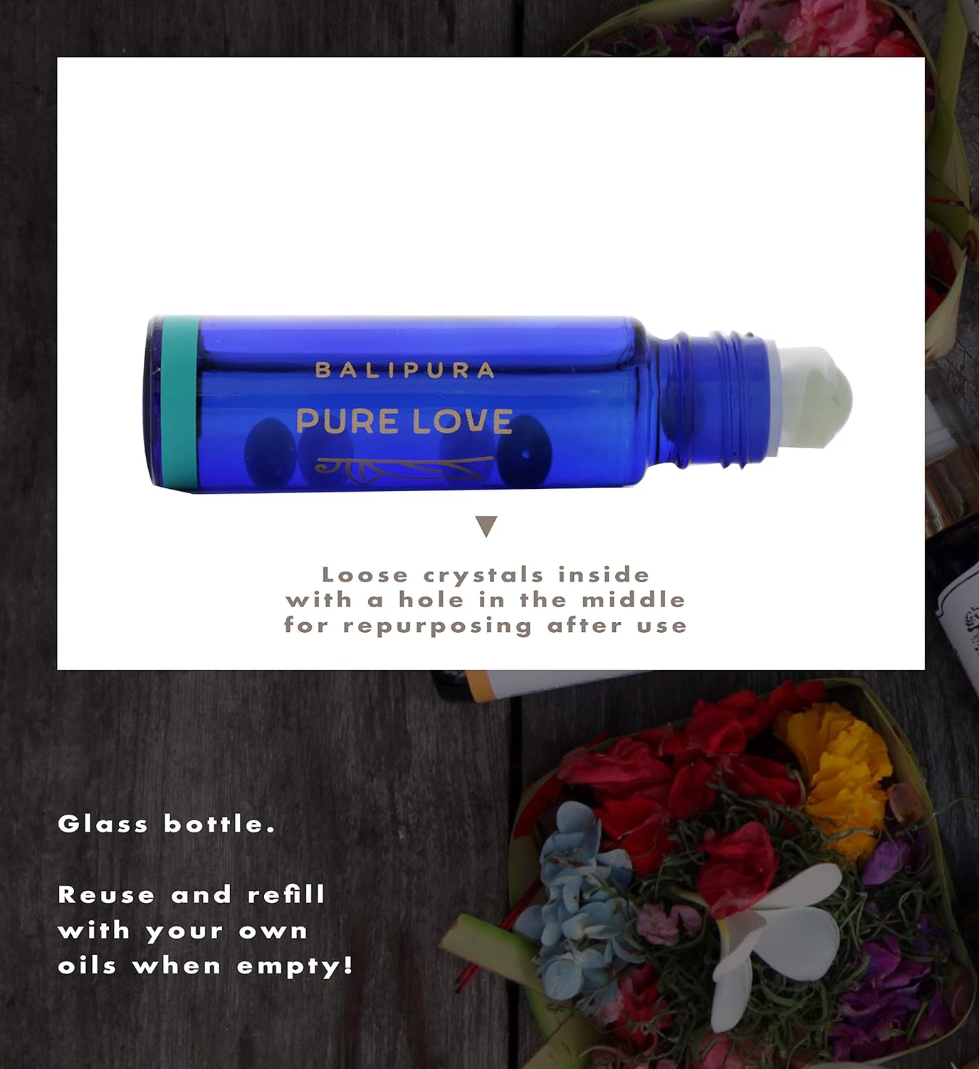 BALIPURA, Pure Love Crystal Aura Roll On- Jasmine Essential Oil with Rose Quartz Crystals, Essentail Oils for Body - Image 4