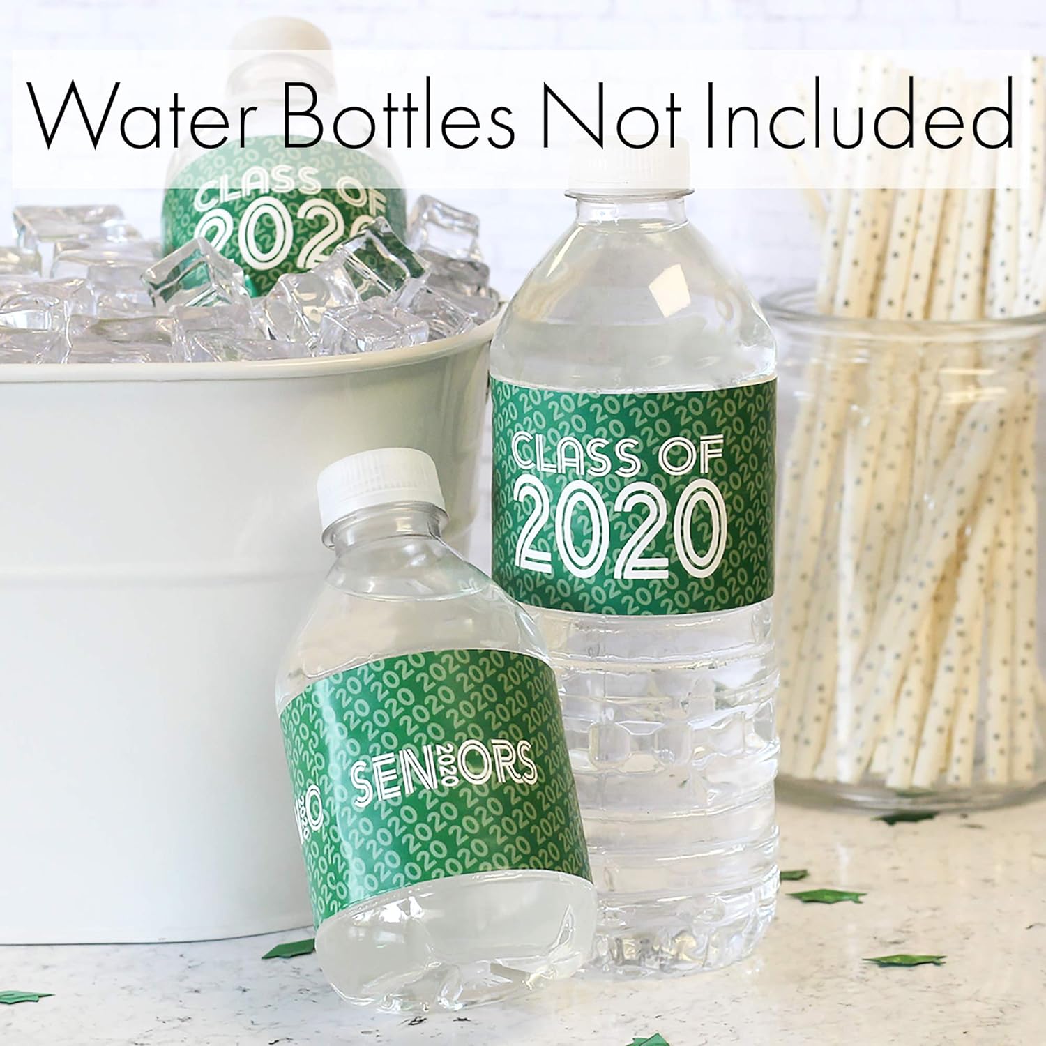 Senior Class Of 2020 Water Bottle Labels 24 Stickers Green