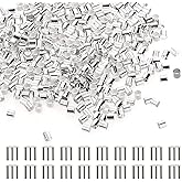 500 Pcs Crimp Beads Brass Crimp Tubes Crimping Beads Jewelry Loose Spacer Bead Cord Ends for Earring Necklace Pendant Jewelry Making (Silver)