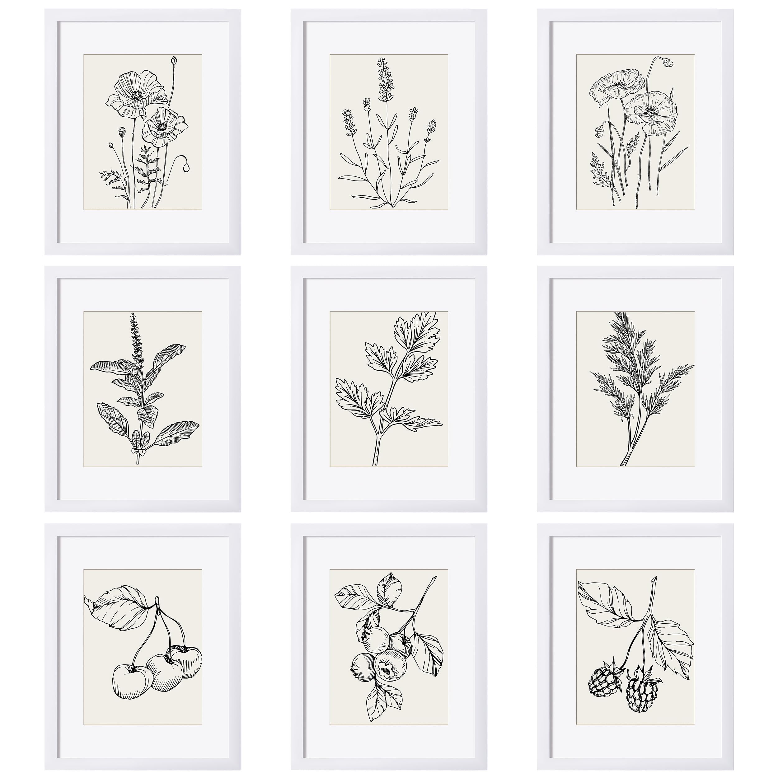 eletecpro 11x14 Picture Frames Set of 9 Classic Gallery Wall Frame Set, Displays 8x10 Photos with Mat or 11x14 No Mat, White Picture Frames Collage Wall Decor for Home Decor Image