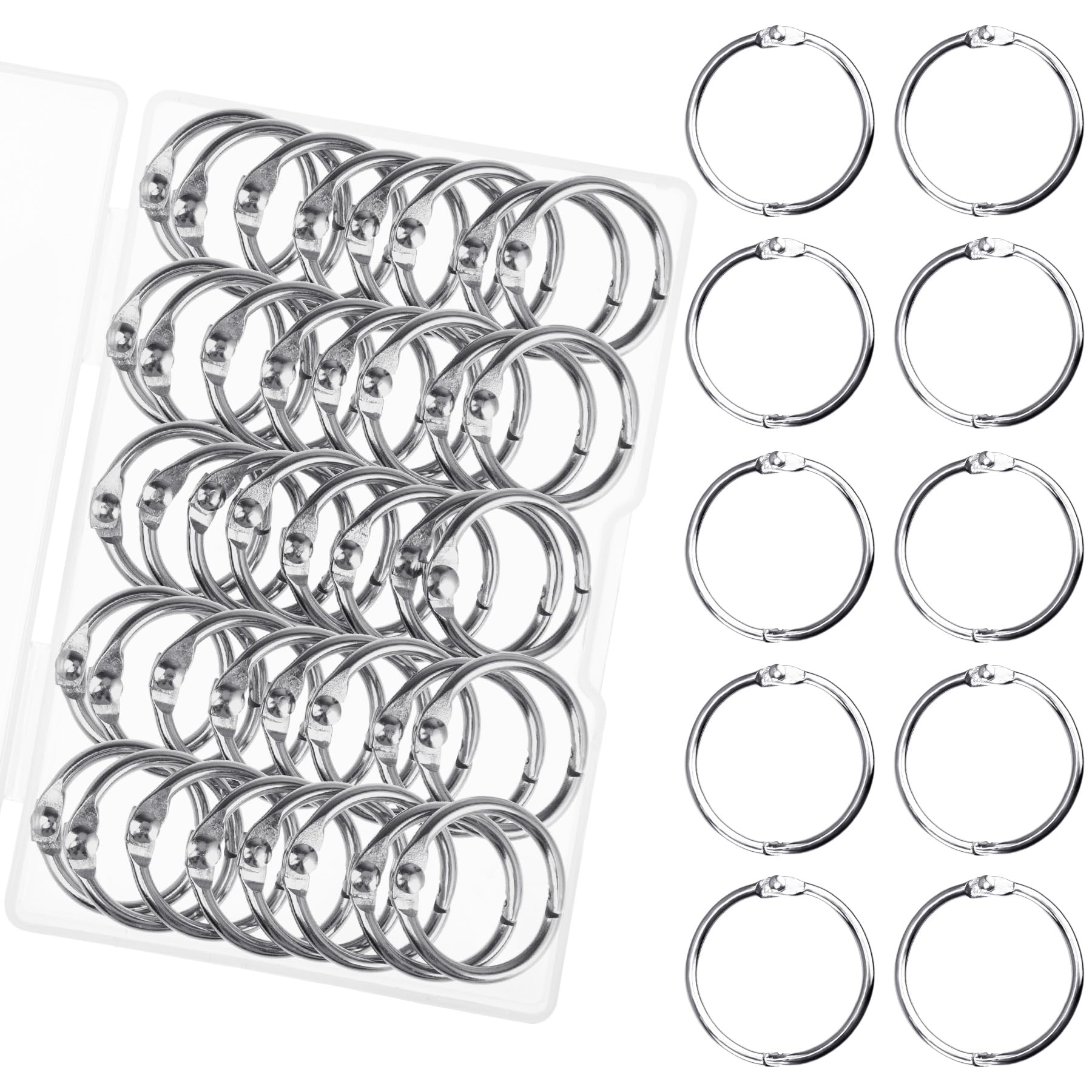 HAUTOCO 50 Pcs Binder Rings, 19mm/0.78 Inch Loose Leaf Binder Rings Nickel Plating, Small Metal Rings Book Rings Binding Rings for Papers Index Cards Flashcards Key Rings, Office, School, Home