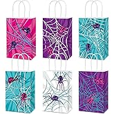 12Pcs Spider Party Favor Bags for Girls Spiderweb Themed Birthday Party Decorations Spiders Gift Bag with Handles Comic Heroes Goodie Bag for Spider Fans Kids Baby Shower Game Parties Favor