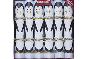ROBIN REED Racing Tuxedo Penguin Christmas Favors -- Set of 6 Racing Game Favors with Wind-up Toy Enclosed