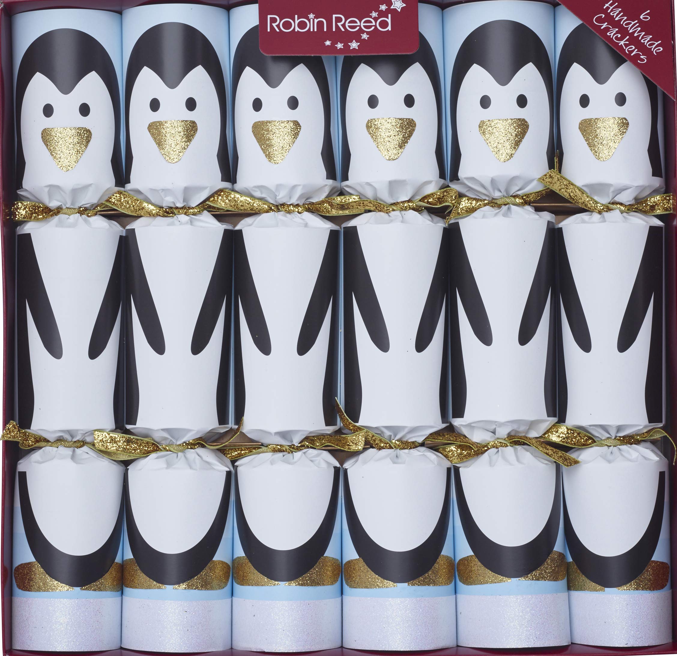 6 x 13" (33cm) Racing Penguin Christmas Crackers - Handmade by Robin Reed