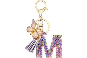 TTYY Initial Letter Keychain for Women Gift for Young Teenage Girl Gifts for Christmas to Mom Daughter Purple tassel