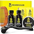 The Beard Club Enhanced Beard Growth Kit - Derma Roller, Beard Growth Oil (2PK), Sandalwood Beard Balm, Comb - Gift Set