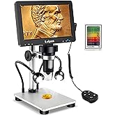 Leipan 7" LCD Digital Microscope 1200X,12MP Coin Microscope with Screen | 1080P Coin Magnifier with 12pcs Slides,Wired Remote,2 Side Lights,Windows/Mac OS Compatible