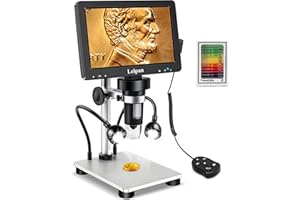 7" LCD Digital Microscope 1200X,Leipan 12MP Coin Microscope with Screen for Adults,1080P Video Microscope with 32GB TF Card and 12pcs Slides,Wired Remote,2 Side Lights,Windows/Mac OS Compatible