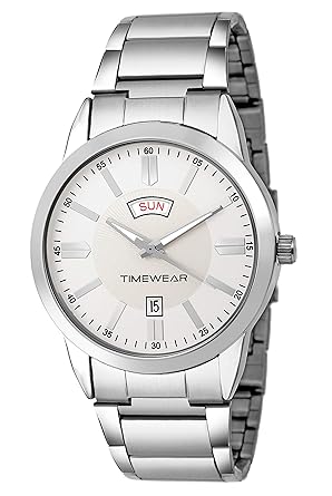 Timewear Analog Silver Dial Formal Day And Date Display Watch For Men - 187Sdtgch