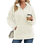 YUCOLEN Fleece Pullover Women Long Sleeve Fuzzy Half Zip Sweatshirt with Pockets Warm Winter Spring Jacket 2026 Trendy