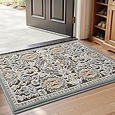 LUMI Indoor Door Mat for Entrance 20x32, Luxury Front Doormat with Non-Slip Latex Rubber Backing, Soft Washable Dirt Trapper, Flower Whipser (Rolled Package)