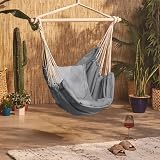 VonHaus Hanging Chair Outdoor Grey Garden Swing Seat 1 Seater Rope view 8