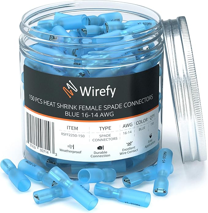 150 PCS Wirefy Female Spade Connectors Heat Shrink Spade Connector