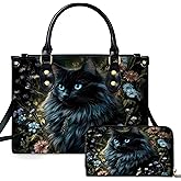 Black Cat Leather Bag – Vintage Cat Art Handbag, Stylish Animal-Themed Purse, Unique Gift for Cat Lovers