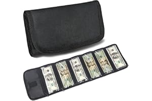 VOCHIC Money Wallet, Money Organizer for Cash with 6 Zippered Pocket Multipack Money Pouch, Cash Bill Organizer, Money Bag Small Travel Money Holder for Budgeting, Receipt and Tips