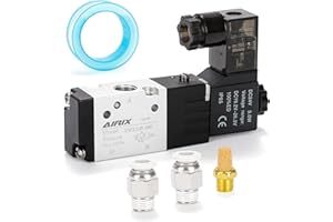 AIRIX 3V110-06 Pneumatic Solenoid Valve DC24V, 2 Position 3 Way, 1/8" NPT, Pilot-Operated Single Coil, Fast Response Electric Air Valve With Junction Box & Quick Connect Fittings