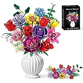 Loyratche Flower Bouquet Building Set, Compatible with Lego for Adults, 16 Rose Building Block, Artificial Flowers Botanical Collection Kit Home Decor, Gift for Her (907 PCS)